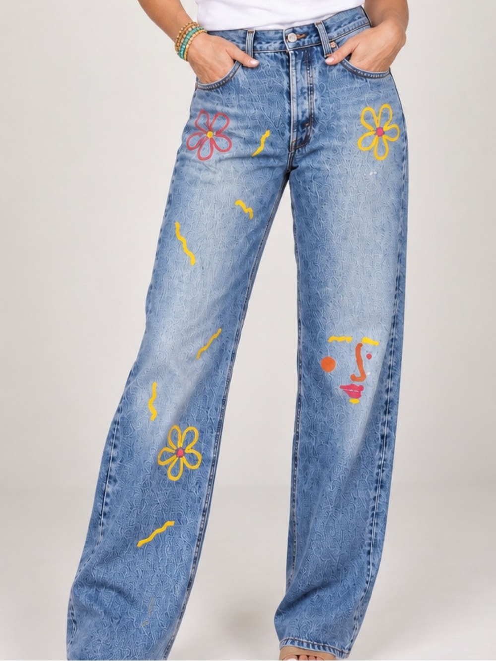 Vintage Levi’s 1990s–Early 2000s Levi’s 501 Hand-Painted Jeans - Picture 2 of 13